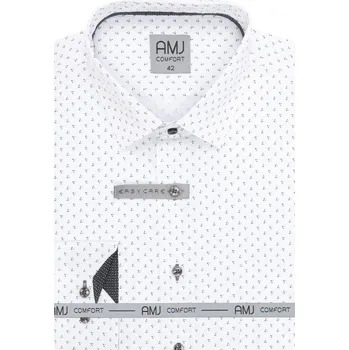 Oblečení a móda Pánská košile AMJ Comfort - bílá s tmavým vzorem VDBR1329 velikost: 42, délka rukávu: dlouhý rukáv