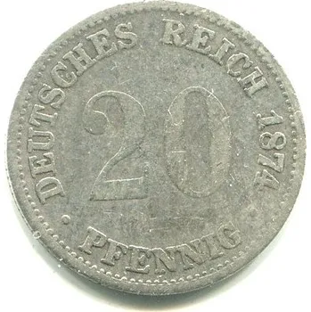 NĚMECKO. 20 Pfennig 1874/B. Ag.