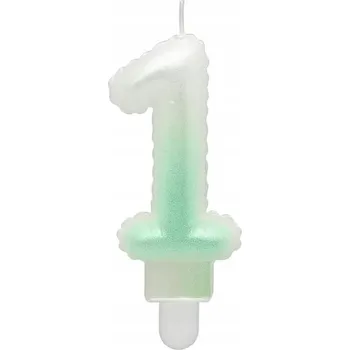 Dortová svíčka Dort svíčka Číslice 1 Ombre perleťově bílá zelená