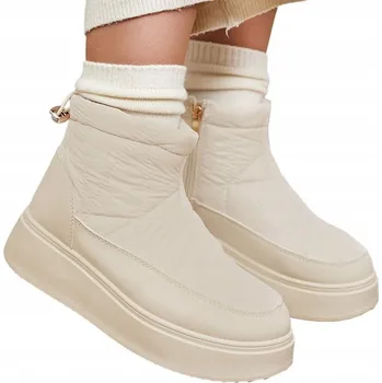 Dámská zimní obuv KRÉMOVÉ KOTNÍKOVÉ BOTY ZATEPLENÉ SNĚHULE ARMEDA 39