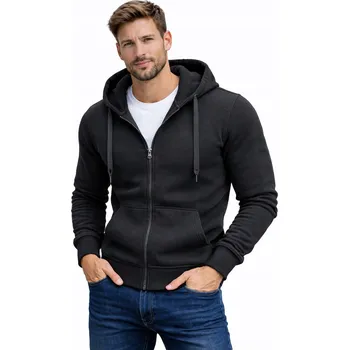 Pánská mikina Pánská Mikina na Zip Černá s kapucí Recea M