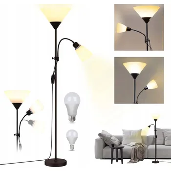 Stojací lampa LED stojací lampa E27 9W s dálkovým ovládáním, černá + černá