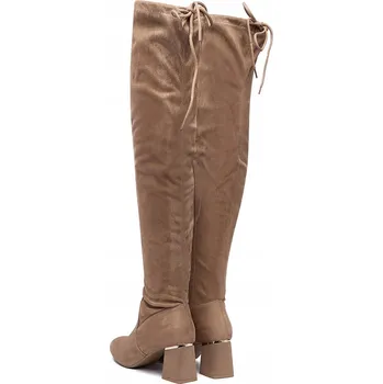 Dámské kozačky DeeZee dámské kozačky nad koleno na sloupkovém podpatku velikost 36