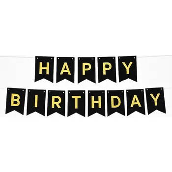 Banner girlanda k narozeninám HAPPY BIRTHDAY ČERNÉ VLAJKY dekorace