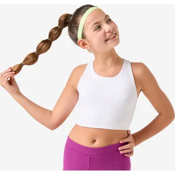 Podprsenka DECATHLON Dívčí top neprůhledný s prostřiženými zády 14 LET BÍLÁ