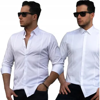 Pánská košile Pánská košile bílá slim fit s dlouhým rukávem bavlna L