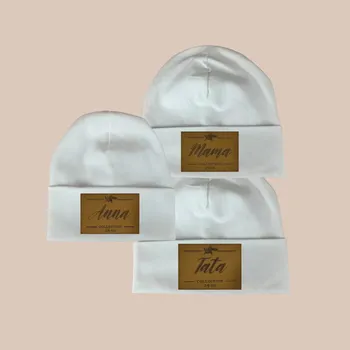 Kojenecká čepice Jarní párová čepička pro mámu, tátu a dítě Barva čepičky: Bílá, Velikost čepičky: 35-40cm ( 0-5 měsíců )