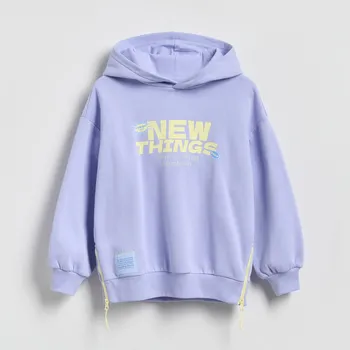 Dívčí mikina Reserved - Bavlněná mikina s&nbsp;kapucí - světle modrá - 942HV-50X - 942HV-50X-U14