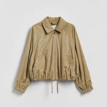 Dámský kabát Reserved - Bunda bomber z&nbsp;imitace semiše - béžová - 937JM-80X - 937JM-80X-XXL