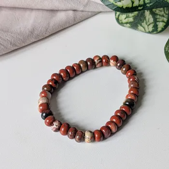 Krejčovské nůžky Annie's Knit Náramek z minerálů –⁠⁠⁠⁠⁠⁠ jaspis červené rondelky