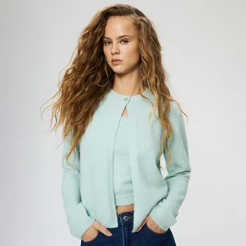 Dámský svetr Reserved - Kardigan s příměsí vlny - bledá tyrkysová - 610IN-06X - 610IN-06X-S