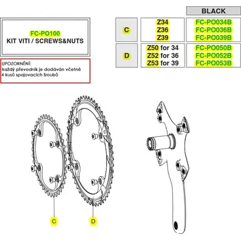 Sport Převodník 11s Campagnolo POTENZA 36z, černý vč.šroubů (r.v. 2017 - ....)