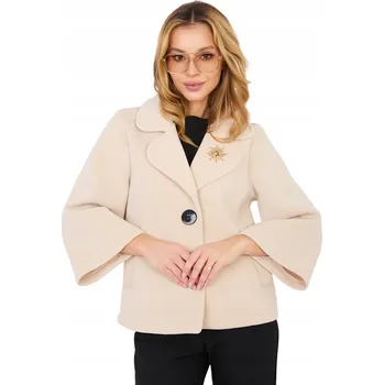 Dámský kabát Italy Moda dámský kabát béžový oversize bez kapuce velikost univerzální