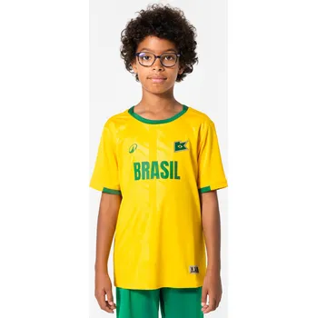Fotbal KIPSTA Dětský fotbalový dres Brazílie 8 LET ORANŽOVÁ|ZELENÁ|ŽLUTÁ