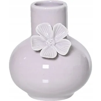 Váza Keramická váza s květinou, pastelově fialová, 12 cm