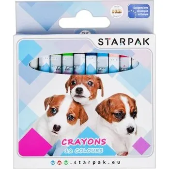 Set školních potřeb Kredki woskowe 12 kolorów Pieski