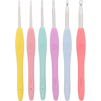 Jehlice SADA HÁČKŮ NA PLETENÍ S ERGONOMICKOU RUKOJETÍ 6 ks 2-6 mm