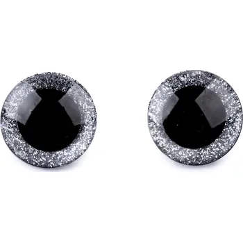 Knoflík Annie's Knit Glitrové oči s pojistkou Ø25 mm Barva: stříbrná