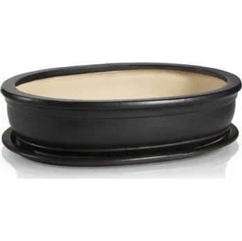 Květináč Květináč keramický černý Polnix 45 cm x 33 cm x 9 cm