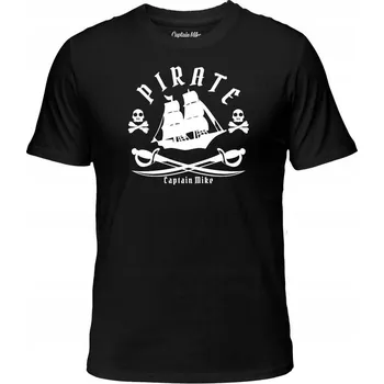 Pánské tričko Pánské černé bavlněné Tričko s potiskem , vel. trička Captain Mike 4XL