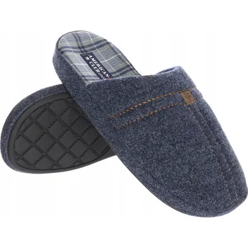 Dámské pantofle AMERICAN CLUB SL01 TEPLÉ ELEGANTNÍ PAPUČE DOMÁCÍ TMAVĚ MODRÉ 41