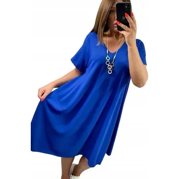 Dámské šaty V634 HLADKÉ ŠATY S ŠATY RUKÁVEM A PŘÍVĚSKEM CHRPA vel. 46 (3XL)