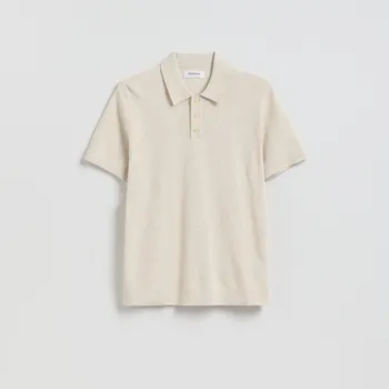 Pánský svetr Reserved - Polo svetr s bavlnou - béžová - 643HD-08M - 643HD-08M-L