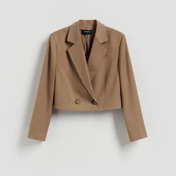 Dámské sako Reserved - Blejzr z&nbsp;viskózové směsi - zlatavá hnědá - 165IS-82X - 165IS-82X-S
