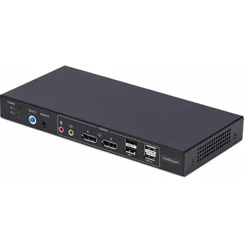 Switch StarTech.com 2-Port Dual-Monitor DP KVM Switch w/Video Matrix, 4K 60Hz - přepínač KVM / audio / USB - 2 porty - kompatibilní s TAA