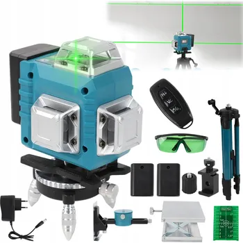 Měřící laser Křížový laser NATECH 16 linií zelený akumulátorový 360° se stativem