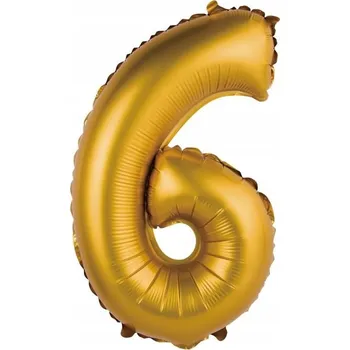 Balónek Fóliový balónek ČÍSLICE číslo 6 ŠEST zlatá matná 35 cm