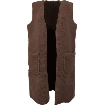 Dámská vesta Vlnka Dlouhá Merino vesta s kapsami hnědá velikost oblečení S/M