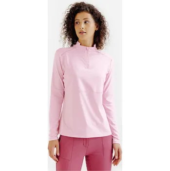 Jezdecké oblečení FOUGANZA Dámské jezdecké polo s dlouhým rukávem a UV ochranou S RŮŽOVÁ