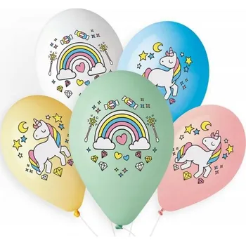 Balónek Balónky pastelové Godan Jednorožec a Duha 13" 5 kusů