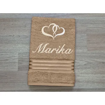 Ručník Ručník se jménem linie tmavě béžová 50x100 Srdíčka