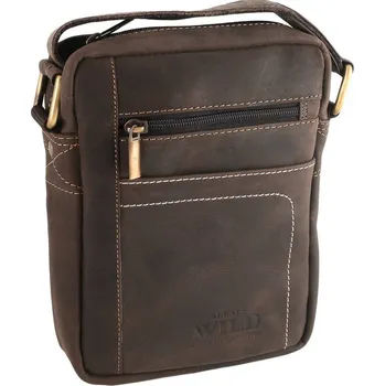 Always Wild Tmavě hnědá pánská kožená taška přes rameno [DH] 250840-MH Velikost: ONE SIZE