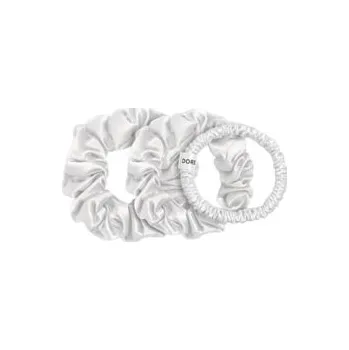 Dore & Rose Scrunchie 1 cm, 2 cm & 3 cm Set White Sada pro vlasový styling
