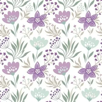 Papírový ubrousek Ubrousky DAISY L (20ks) Violet and Mint Flowers Wallpaper