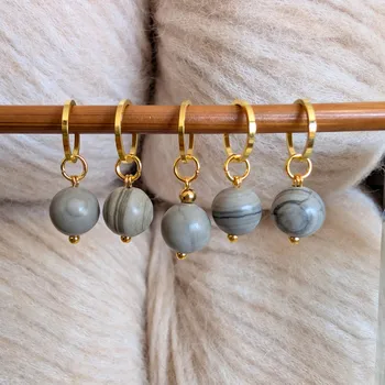 Nástroj na niť a příze Annie's Knit Značkovač Minerals –⁠⁠⁠⁠⁠⁠ přírodní mramor (stříbrnopruhatý jaspis)