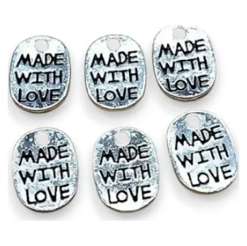 Annie's Knit Kovový štítek hranatý Made with Love
