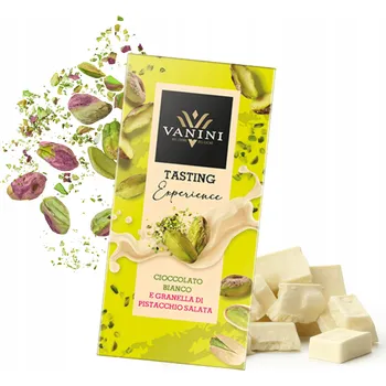 Čokoláda Čokoláda bílá s drcenými slanými pistáciemi 75 g VANINI