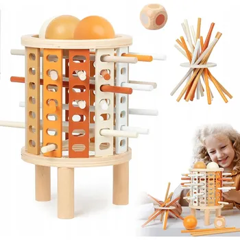Dřevěná hračka DŘEVĚNÁ EDUKAČNÍ VĚŽ MONTESSORI DOVEDNOSTNÍ HRA PRO ROZVOJ DÍTĚTE