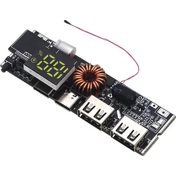 Elektronická stavebnice LaskaKit_cz Nabíječka + boost 100W pro USB Powerbank 5V 5A, 2x USB, rychlonabíjení s displejem