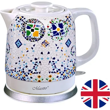 Rychlovarná konvice Maestro MR068 Keramická rychlovarná konvice 1,5 l Dekorativní orientální mozaikový vzor Automatické vypnutí Ochrana proti přehřátí 3kolíková britská zástrčka