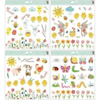 Okenní dekorace Okenní fólie mix se sluníčkem a kuřátky, 30x33,5 cm/984