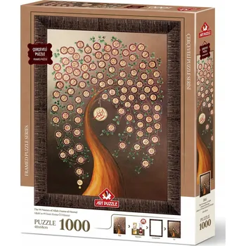 Puzzle ART PUZZLE Puzzle s rámem a lepidlem 3v1 99 jmen Alláha 1000 dílků