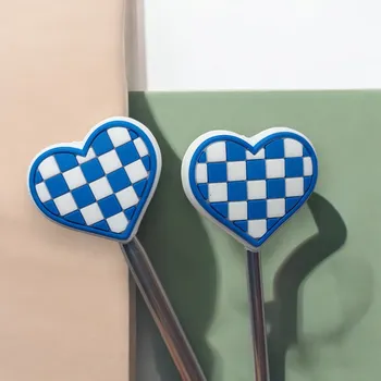 Jehlice Annie's Knit Zarážky na jehlice – kostkované modré srdce