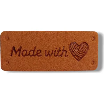 Annie's Knit PU kožený štítek Made with Love Barva: hnědý
