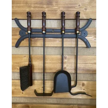 Krbové nářadí Krbové nářadí kované závěsné na stěnu 4 ks ořech