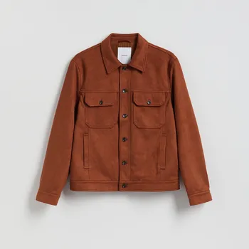 Dámský kabát Reserved - Košilová bunda z imitace semiše - hnědá - 280GU-83X - 280GU-83X-XXL